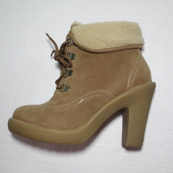 Mudd Womens Sz 6 Suede Combat Ankle Boots Tan EC - Picture 8 of 8
